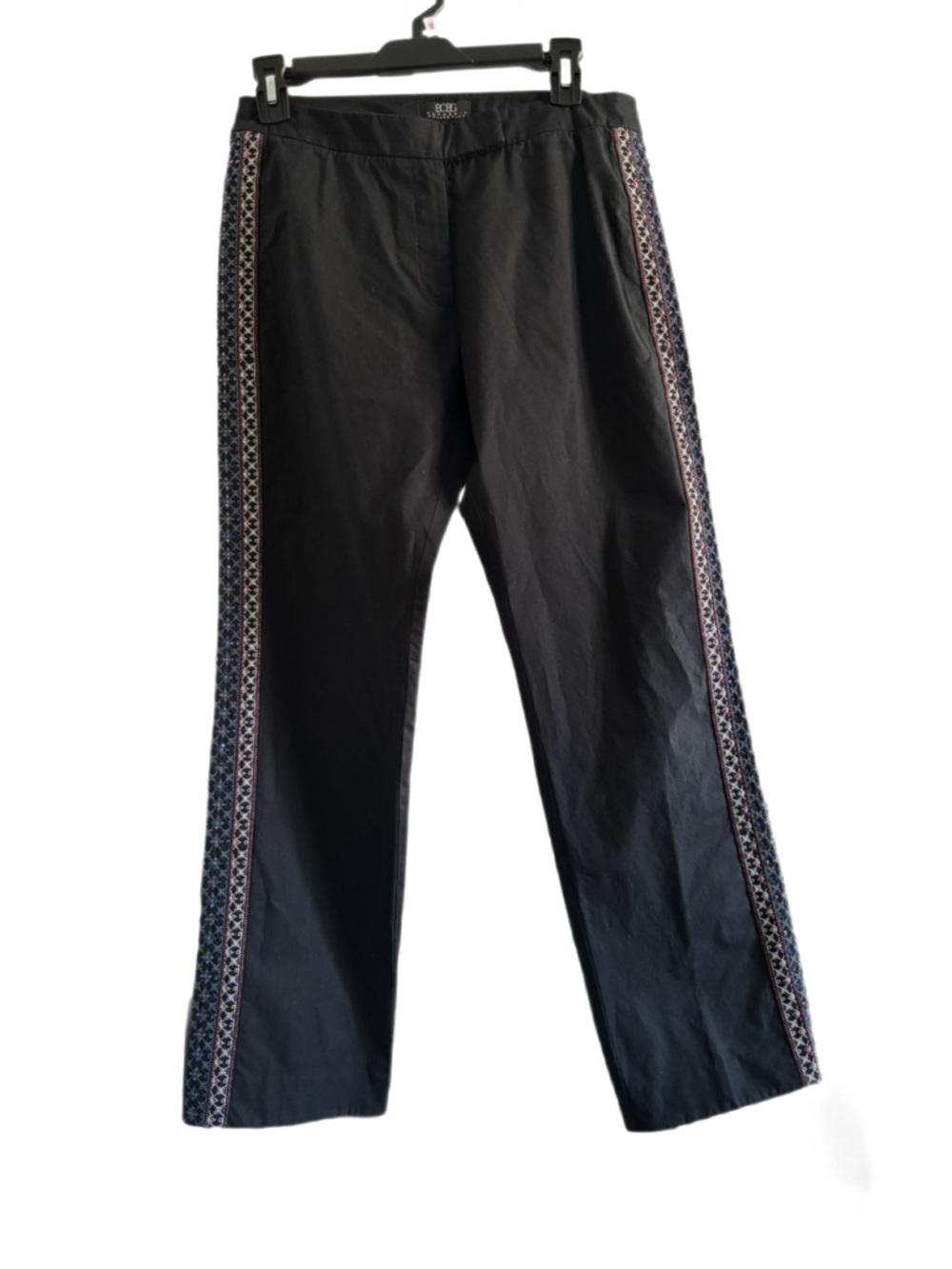 BCBGMAXAZRIA Collection Black Embroidered Side Stripe Trousers - Size 6